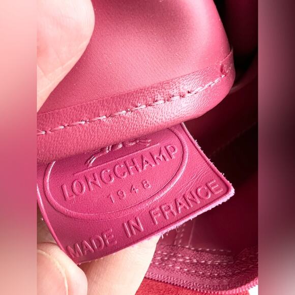 Longchamp padded pochette bag raspberry pink leather nylon shoulder y2k spring - Picture 8 of 12